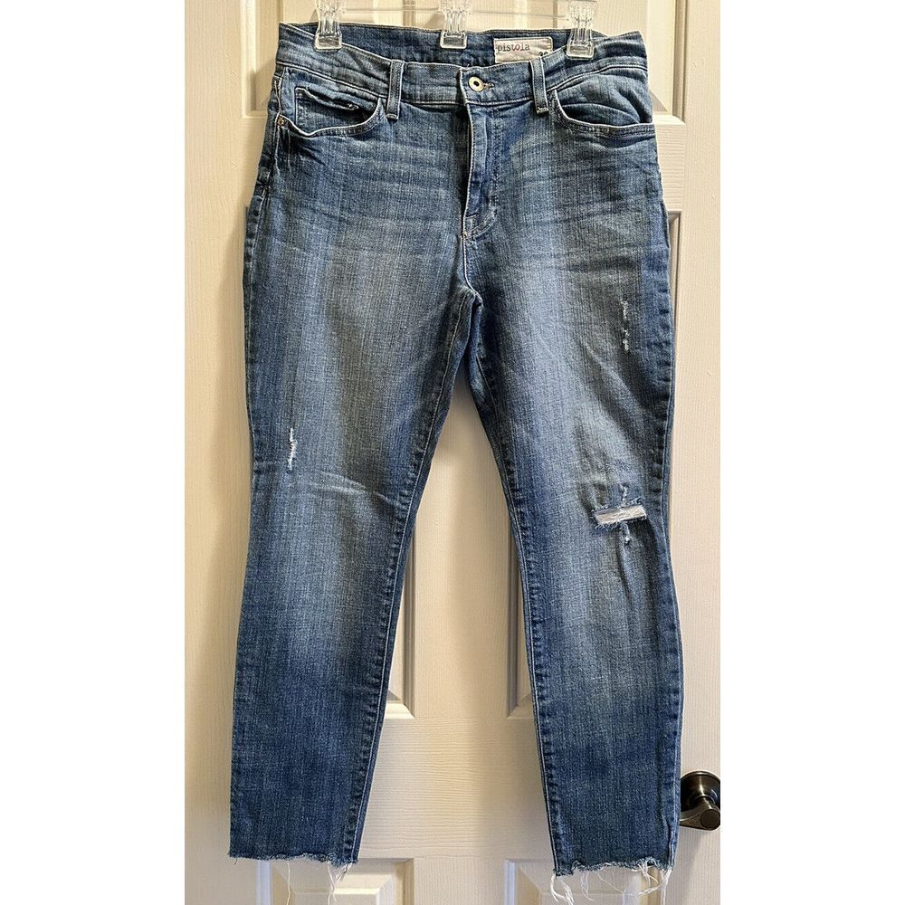 Pistola‎ High Waist Denim Jeans Distress Raw Hems Women's Size 30 RN # 85555